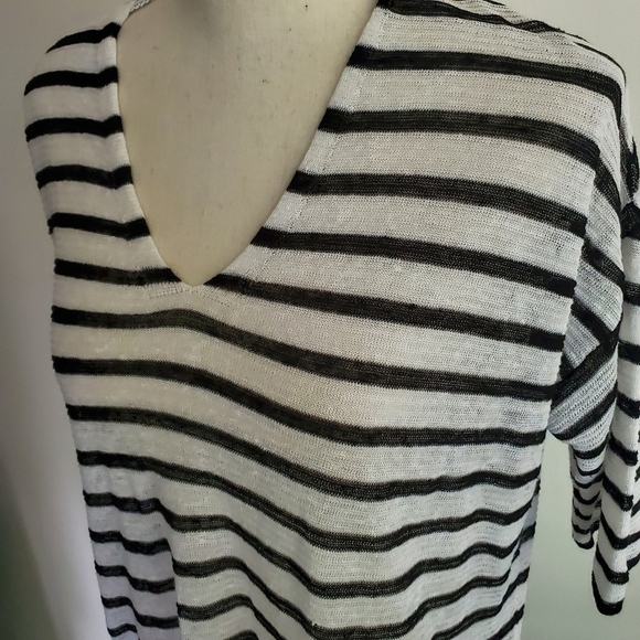 Eileen Fisher Organic Linen Blend Striped Knit Top - Picture 3 of 8